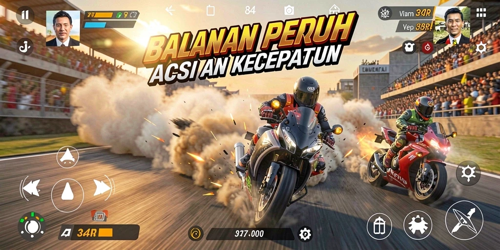 Tampilan gameplay Racing yang mendebarkan dengan mobil balap tercepat.