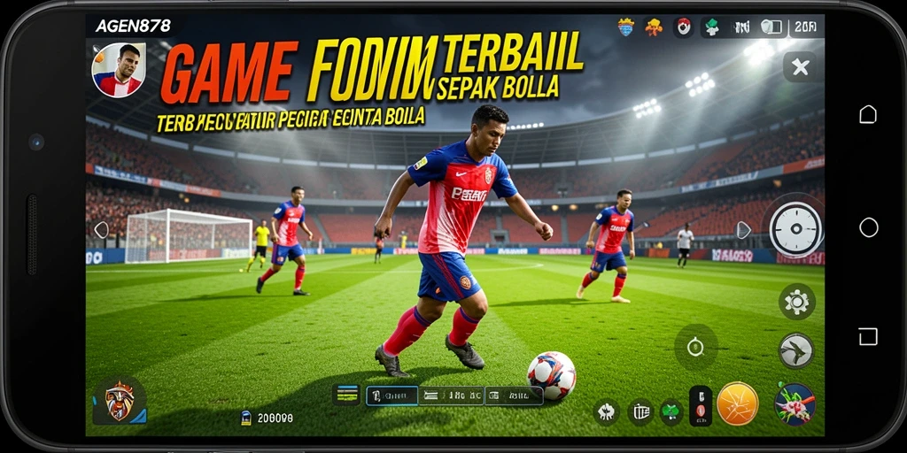 Tampilan gameplay AGEN878 dengan aksi seru di lapangan sepak bola.