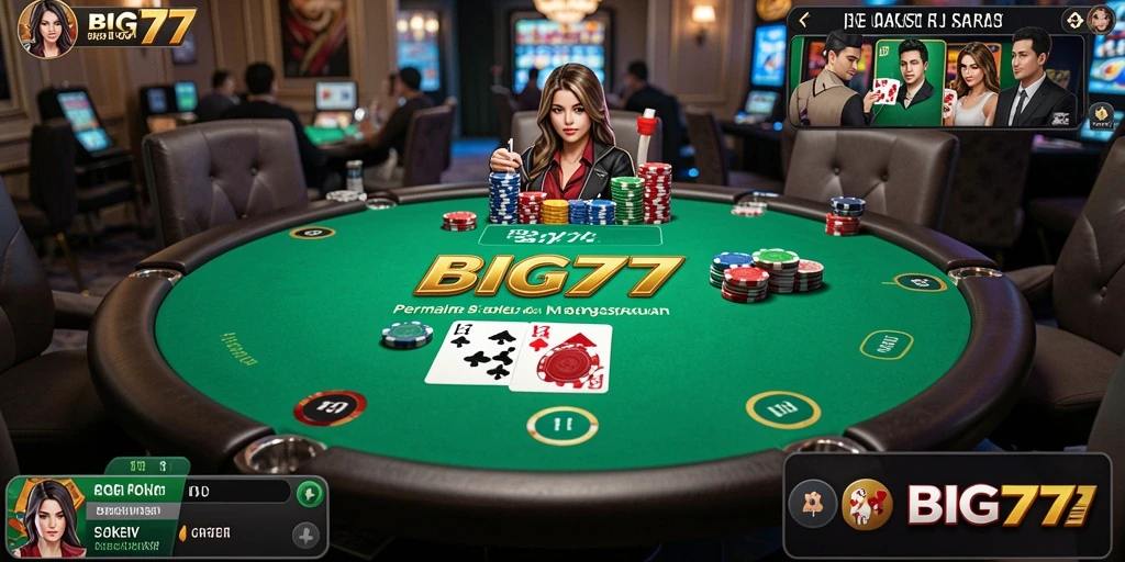 Tampilan gameplay Poker yang seru di BIG77.