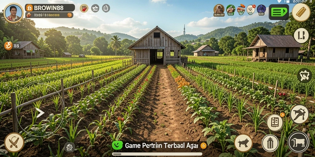 Gameplay seru BROWIN88 dengan pertanian yang interaktif.