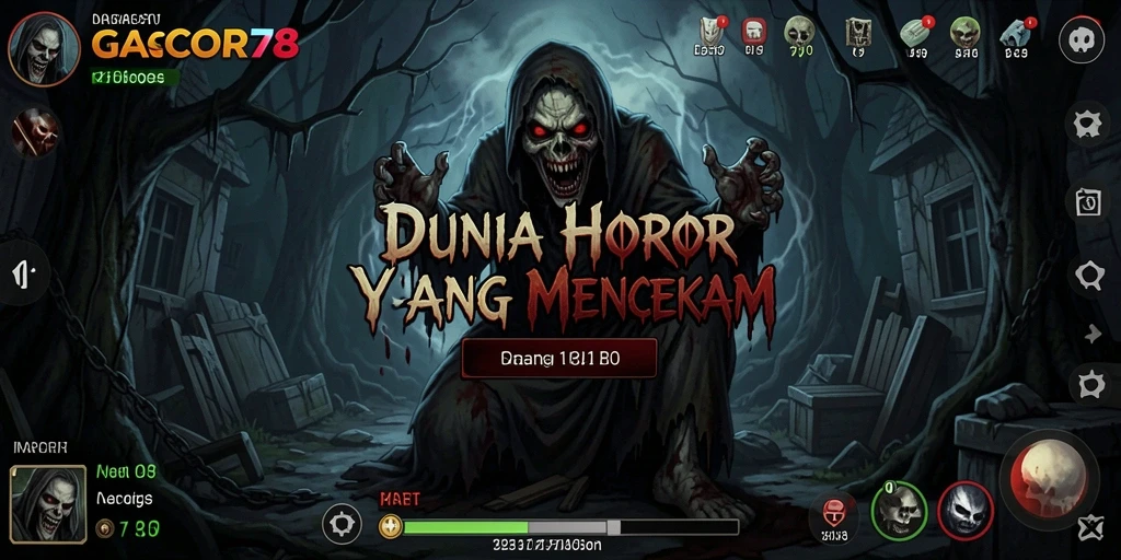 Tampilan gameplay menyeramkan dari GACOR78 dengan suasana gelap.
