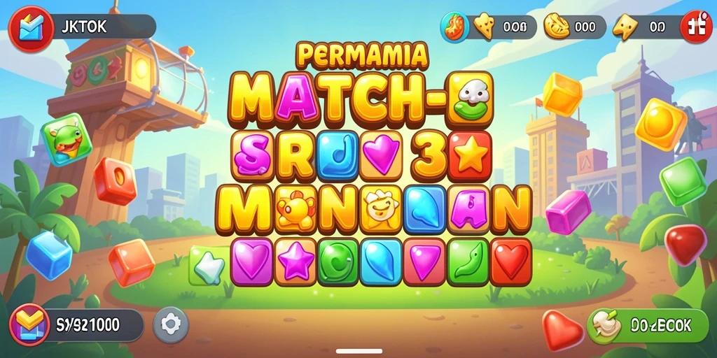 Tampilan gameplay JKTOK dengan tantangan Match-3 yang seru.