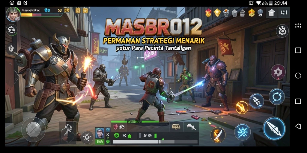 Screenshot gameplay MASBRO12 yang menunjukkan strategi mendalam dan karakter yang beragam.