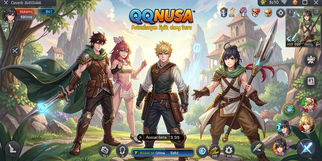 Tampilan gameplay QQNUSA dengan karakter Anime yang menawan dan aksi seru.