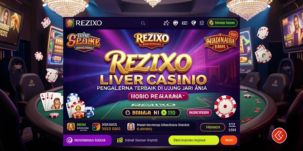 Screenshot REZIXO menampilkan gameplay Live Casino yang interaktif dan mendebarkan.