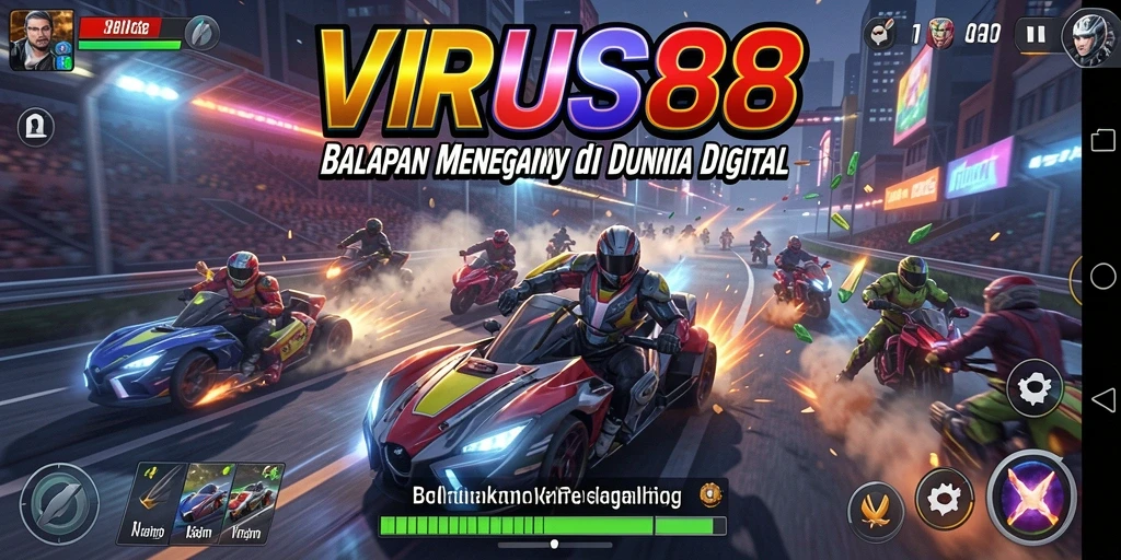 Gameplay balapan yang menarik dan seru di VIRUS88.