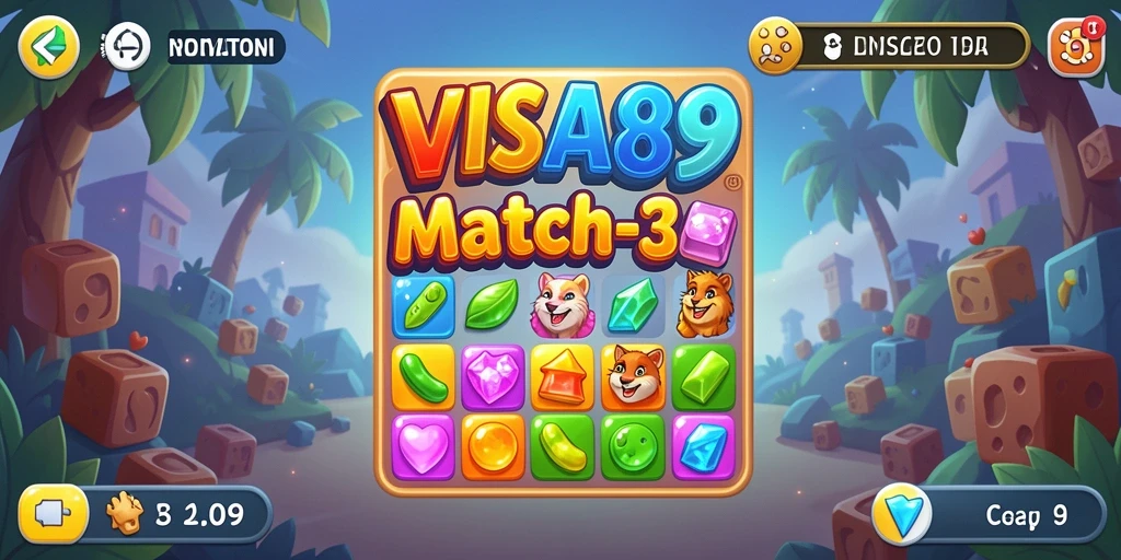 Screenshot gameplay VISA89 yang menunjukkan aksi Match-3 yang seru.