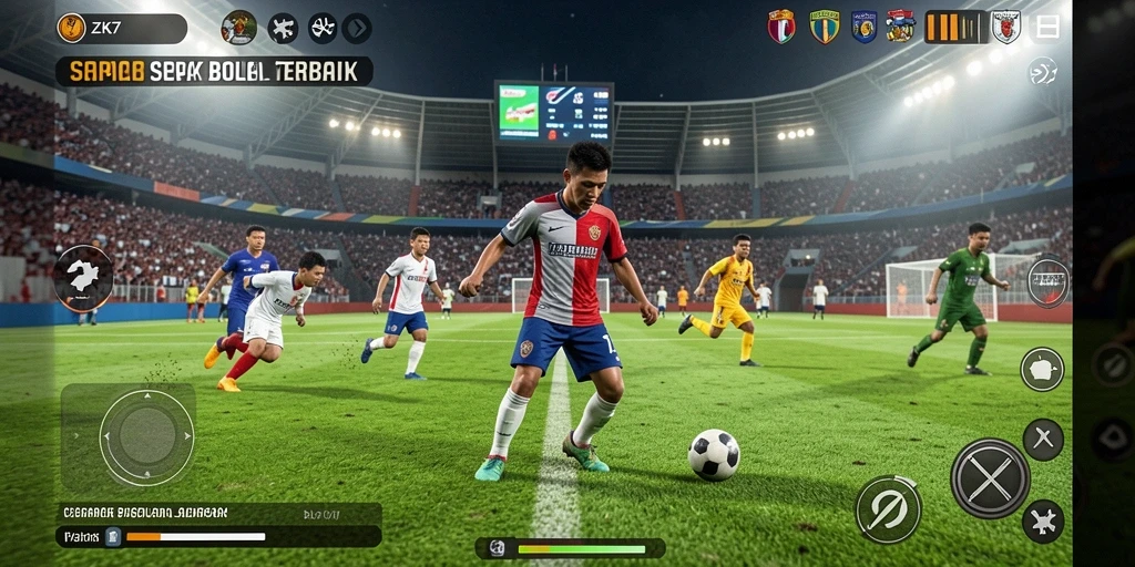 Tampilan luar biasa dari gameplay sepak bola yang seru.